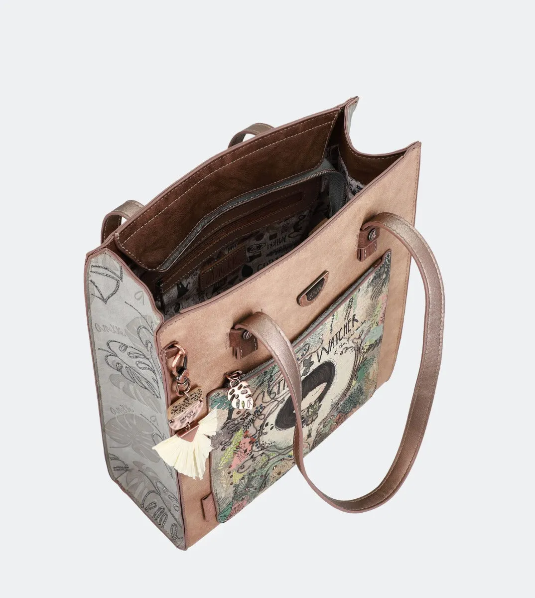 Jungle shopping bag with a front pocket