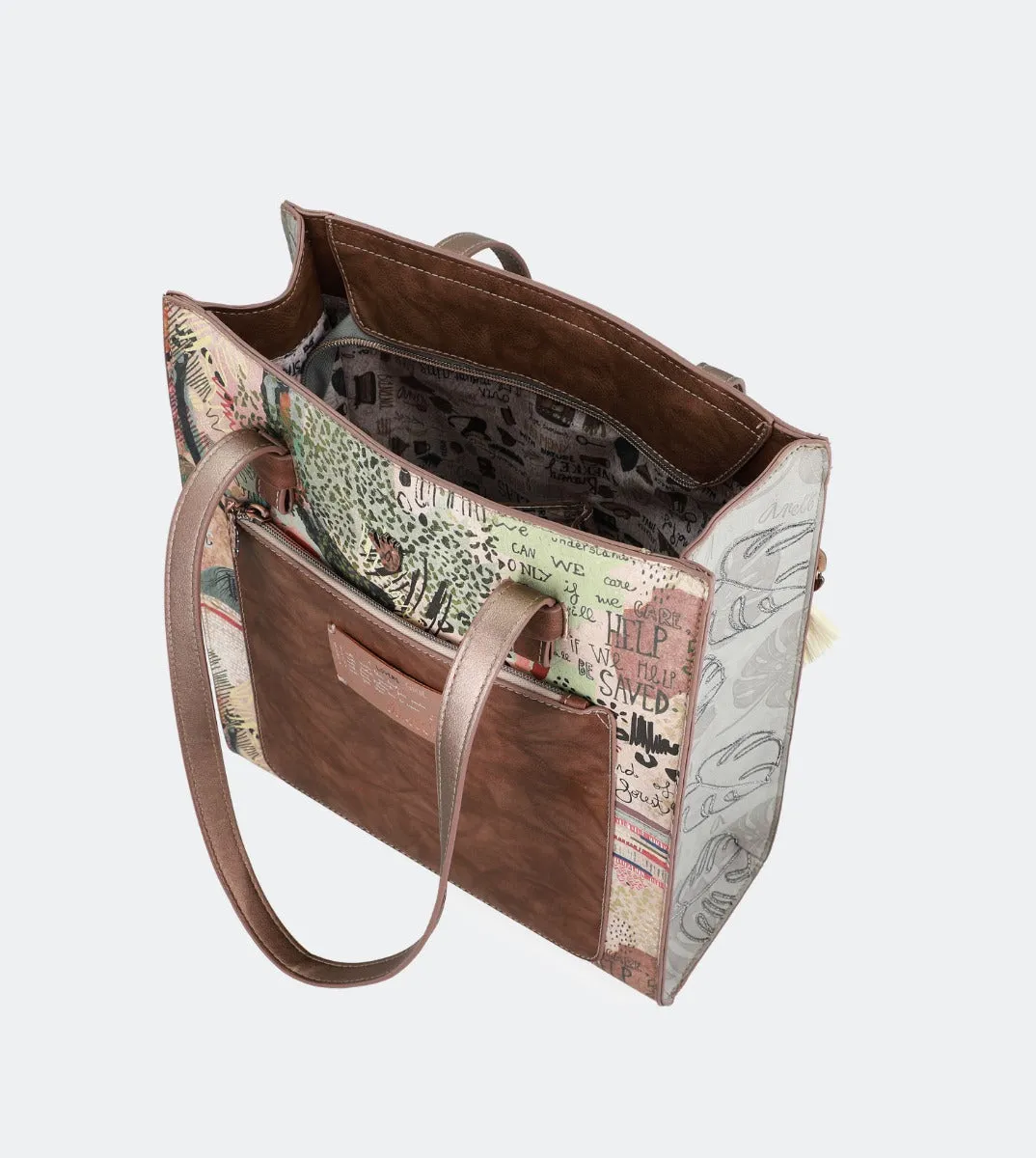 Jungle shopping bag with a front pocket