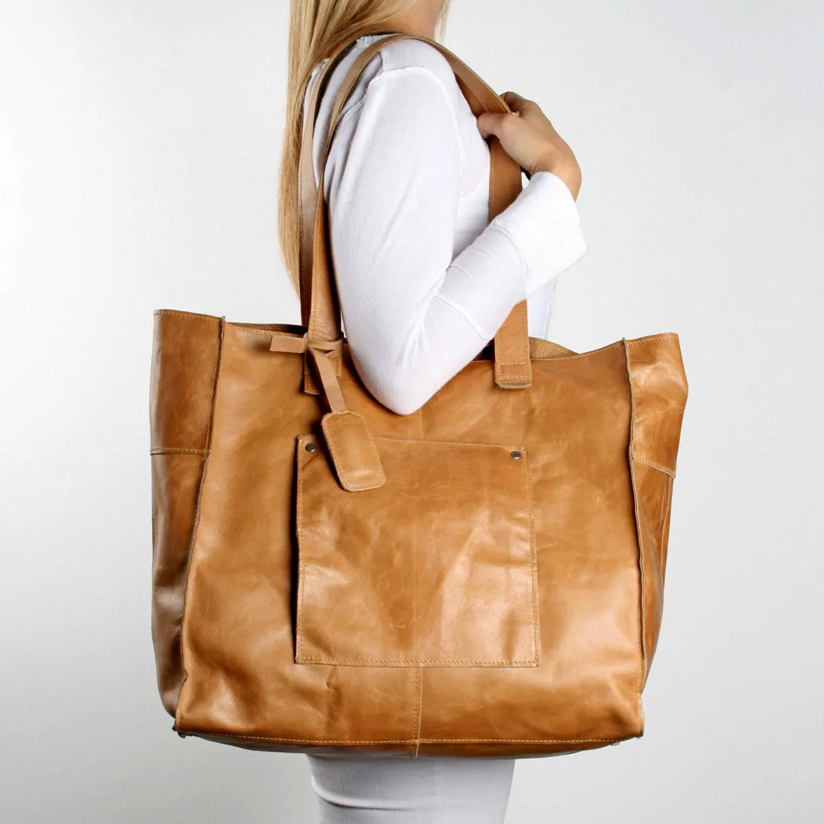 Laptop Tote Zipper Handbag Leather