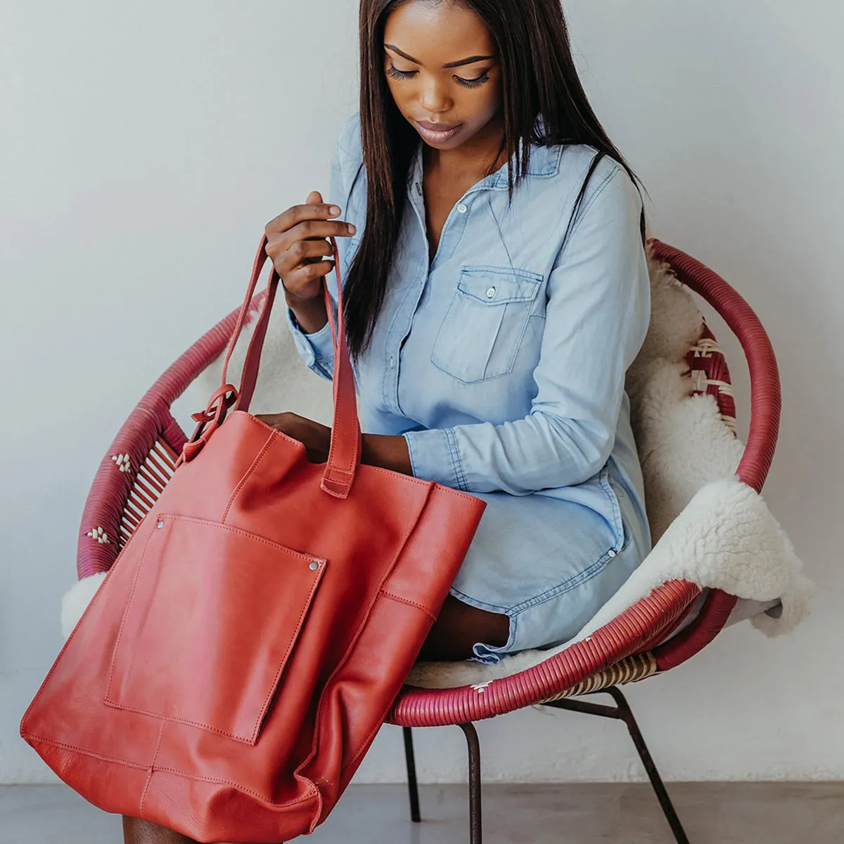 Laptop Tote Zipper Handbag Leather