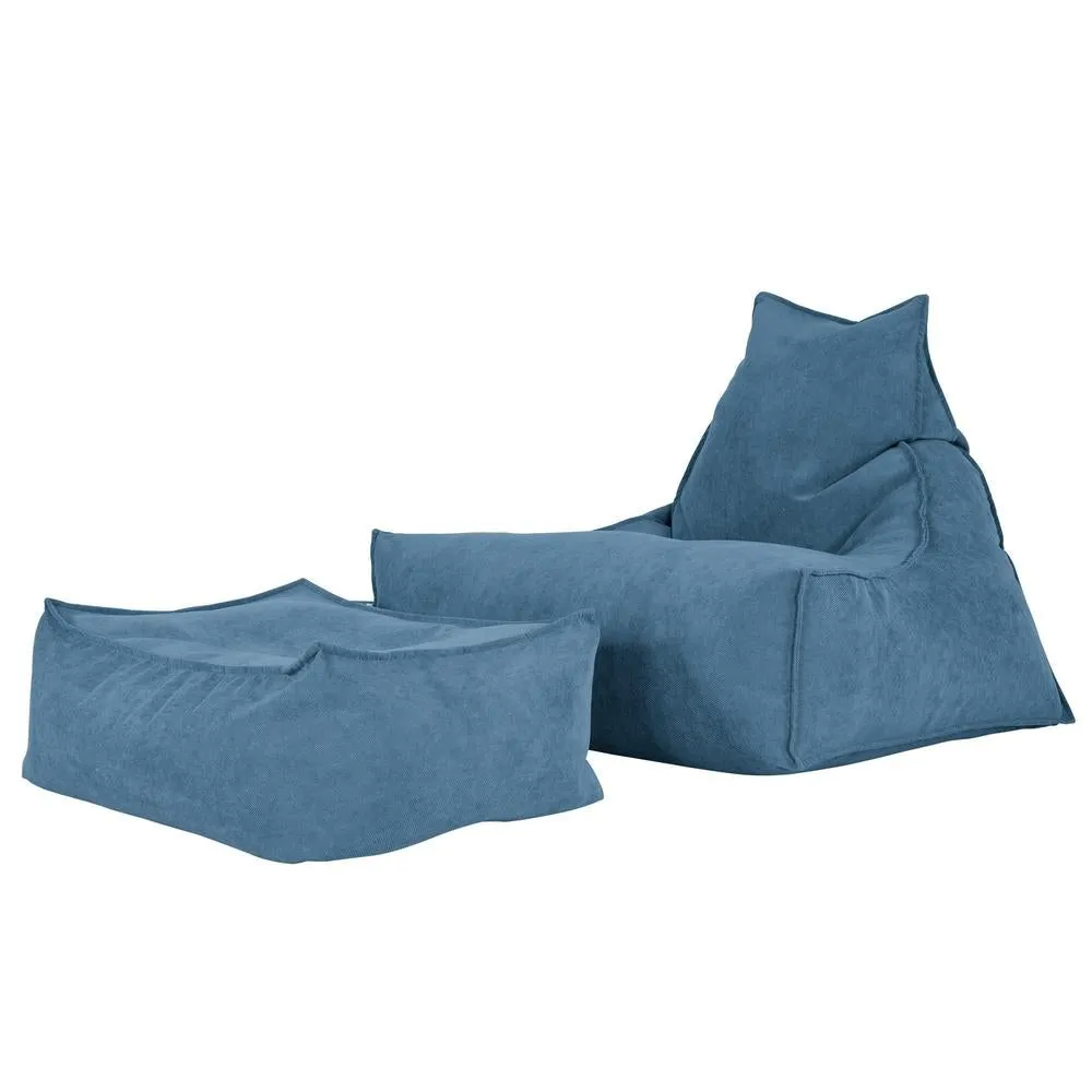Large Footstool - Flock Aegean Blue
