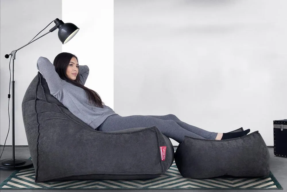 Large Footstool - Flock Graphite Grey