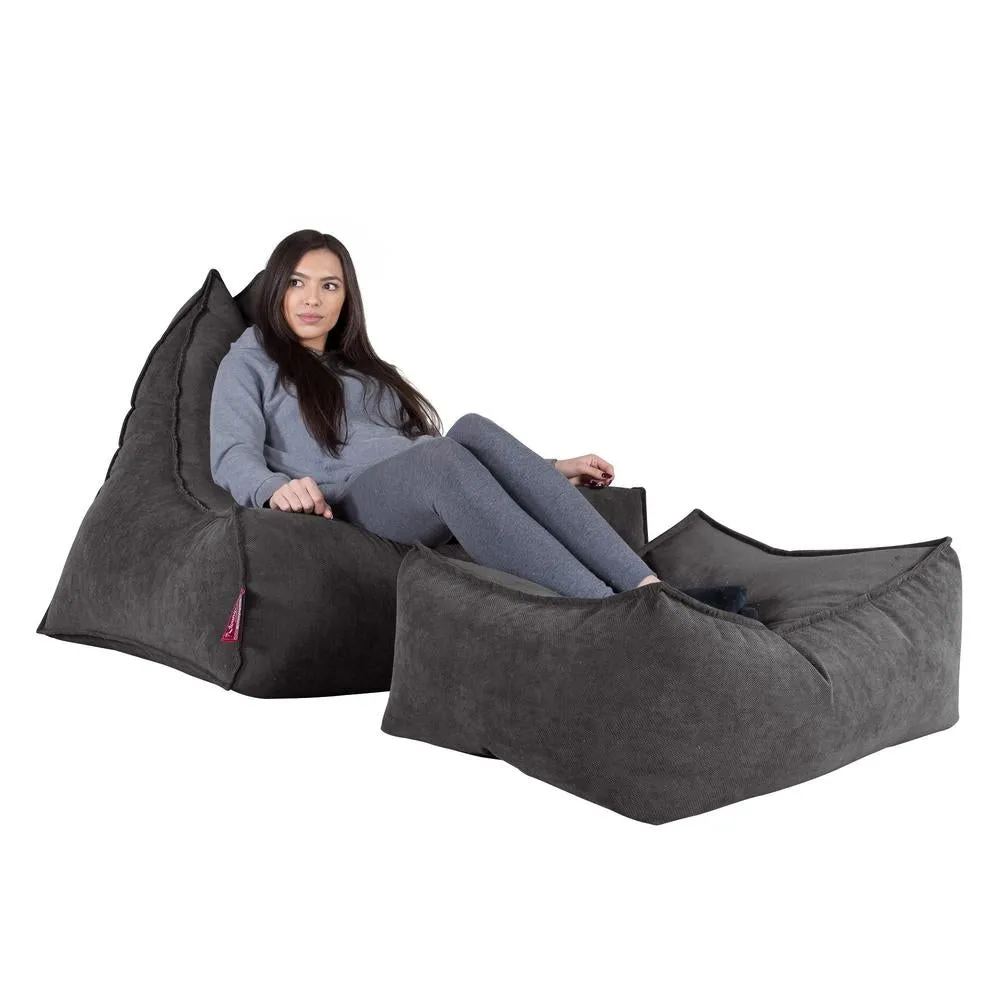 Large Footstool - Flock Graphite Grey