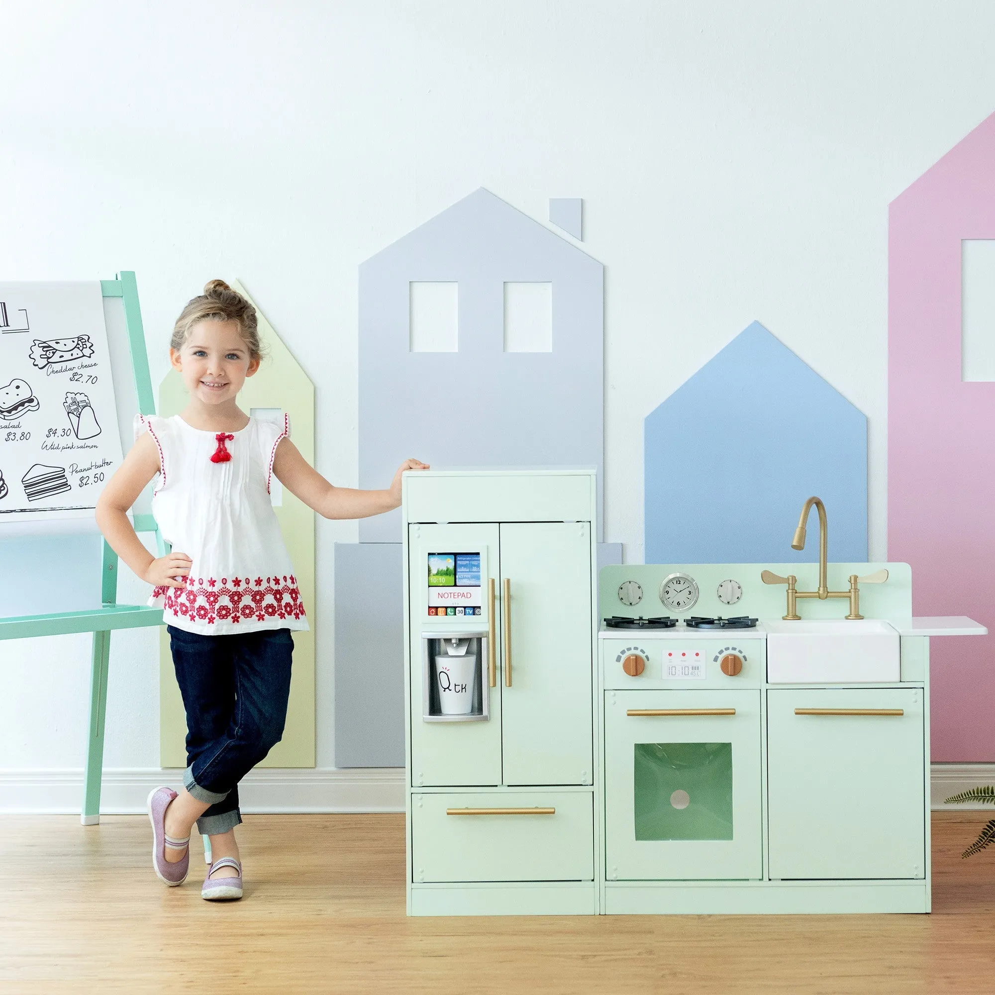 Little Chef Charlotte Modern Play Kitchen, Mint/gold