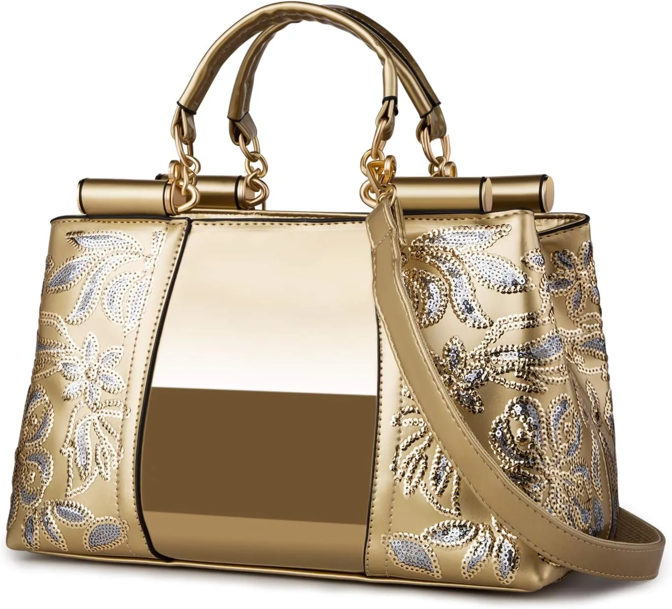 Metallic Studded Navy Blue Top Handle Luxury Embroidered Handbag