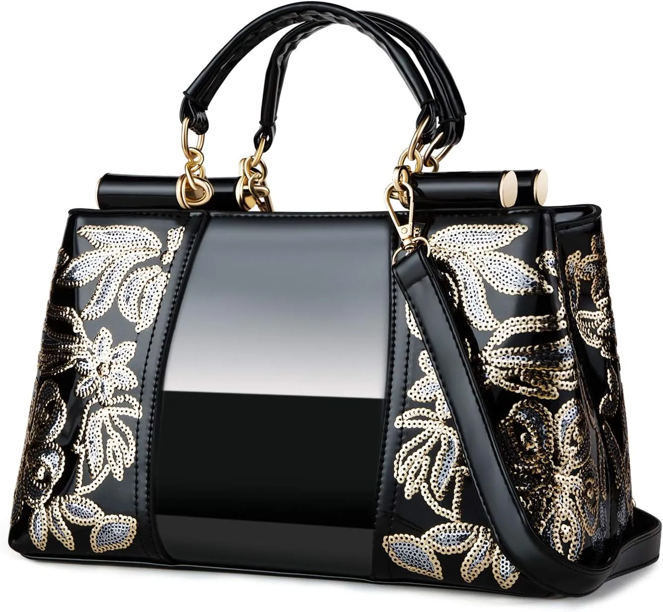 Metallic Studded Navy Blue Top Handle Luxury Embroidered Handbag
