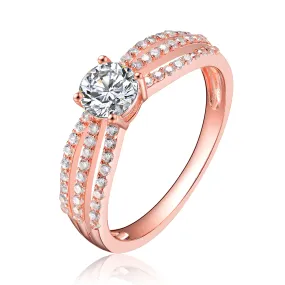 Noelle Triple Band Rose Gold Solitaire Ring