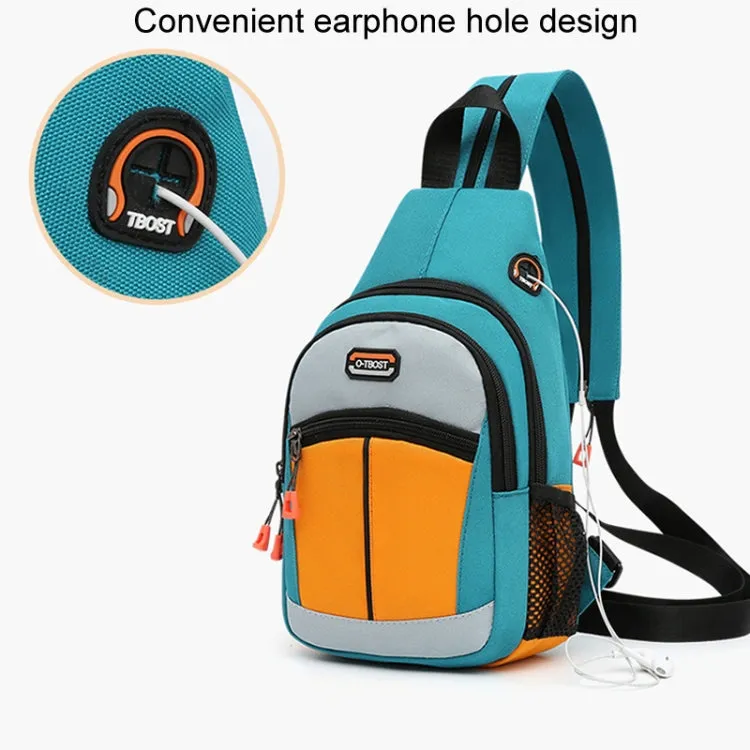 O-TBOST Outdoor Traveling Multifunctional Large Capacity Color Combination Crossbody Bag With Earphone Hole(Beige)