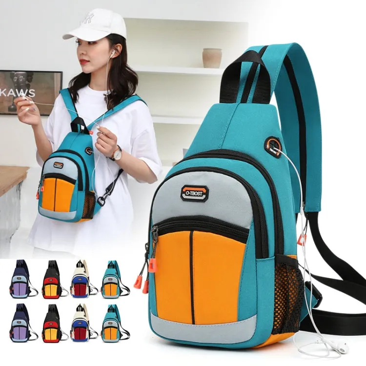 O-TBOST Outdoor Traveling Multifunctional Large Capacity Color Combination Crossbody Bag With Earphone Hole(Beige)
