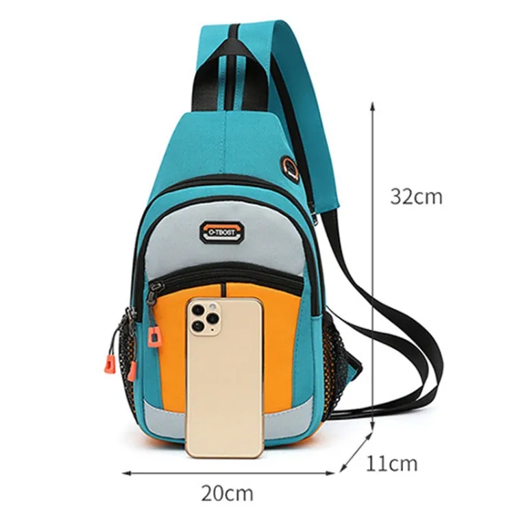 O-TBOST Outdoor Traveling Multifunctional Large Capacity Color Combination Crossbody Bag With Earphone Hole(Beige)