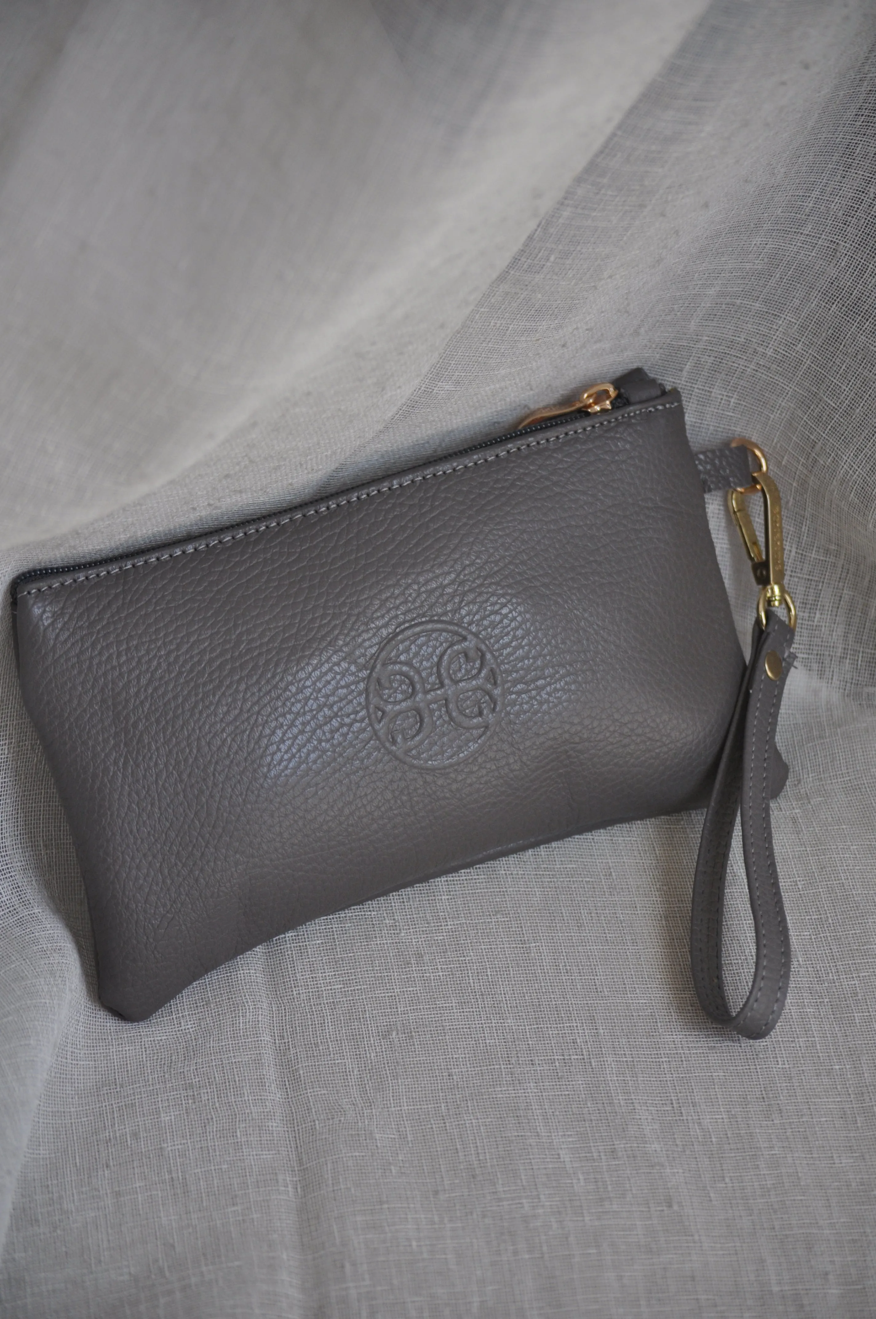 Polly Leather  Pouch - Ash