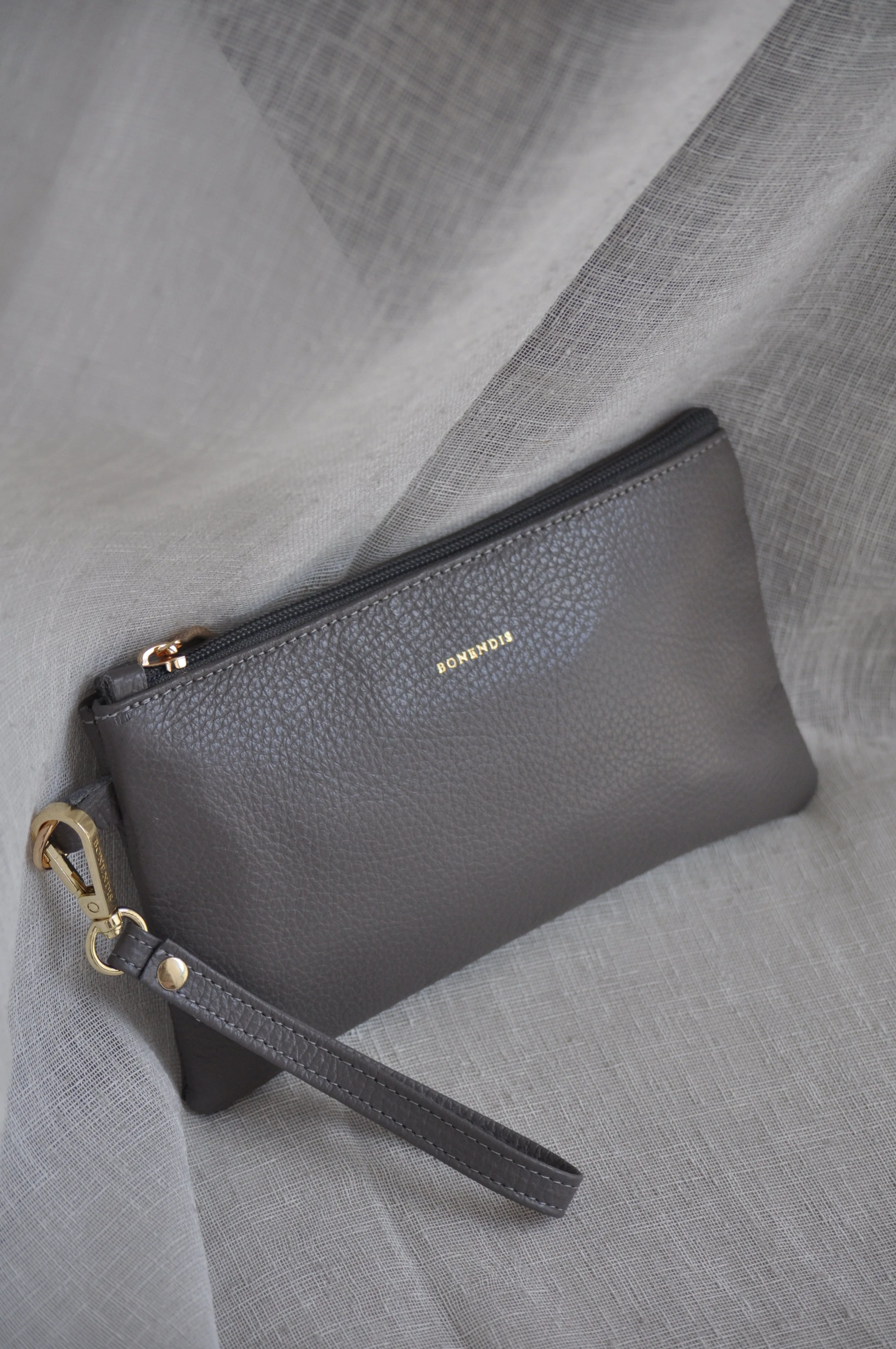 Polly Leather  Pouch - Ash