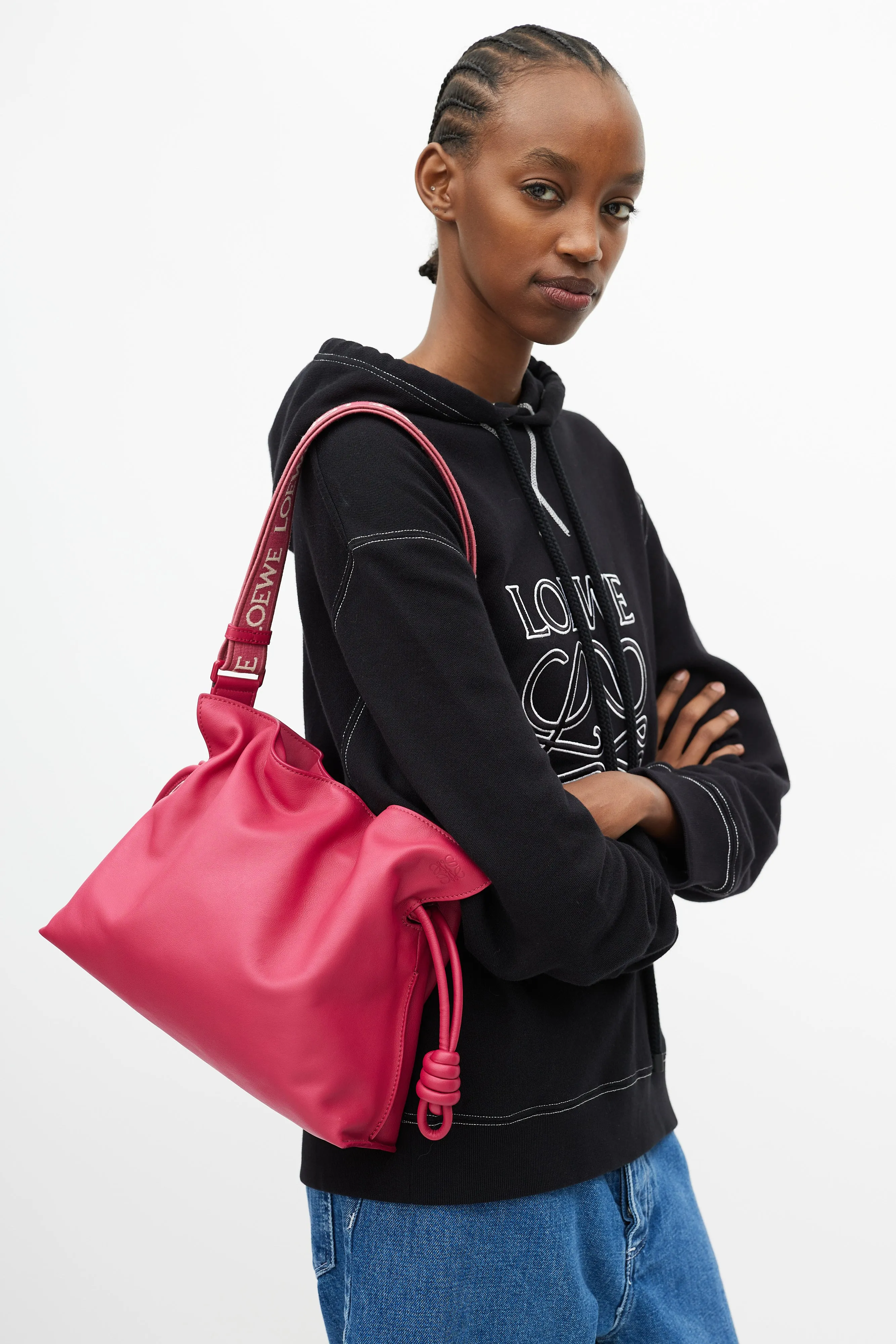 Pre-Spring 2023 Fuchsia Leather Medium Flamenco Clutch Bag