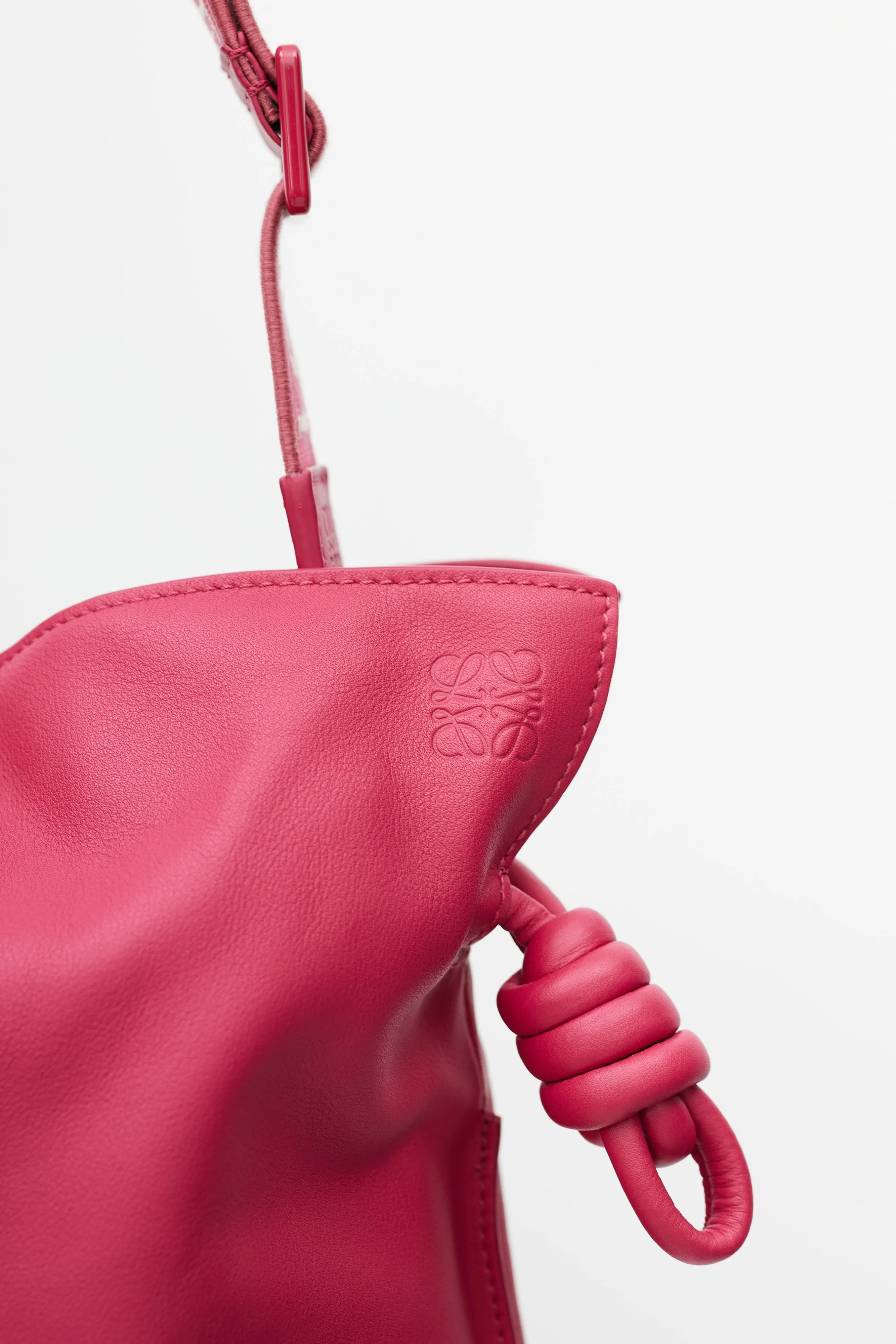 Pre-Spring 2023 Fuchsia Leather Medium Flamenco Clutch Bag