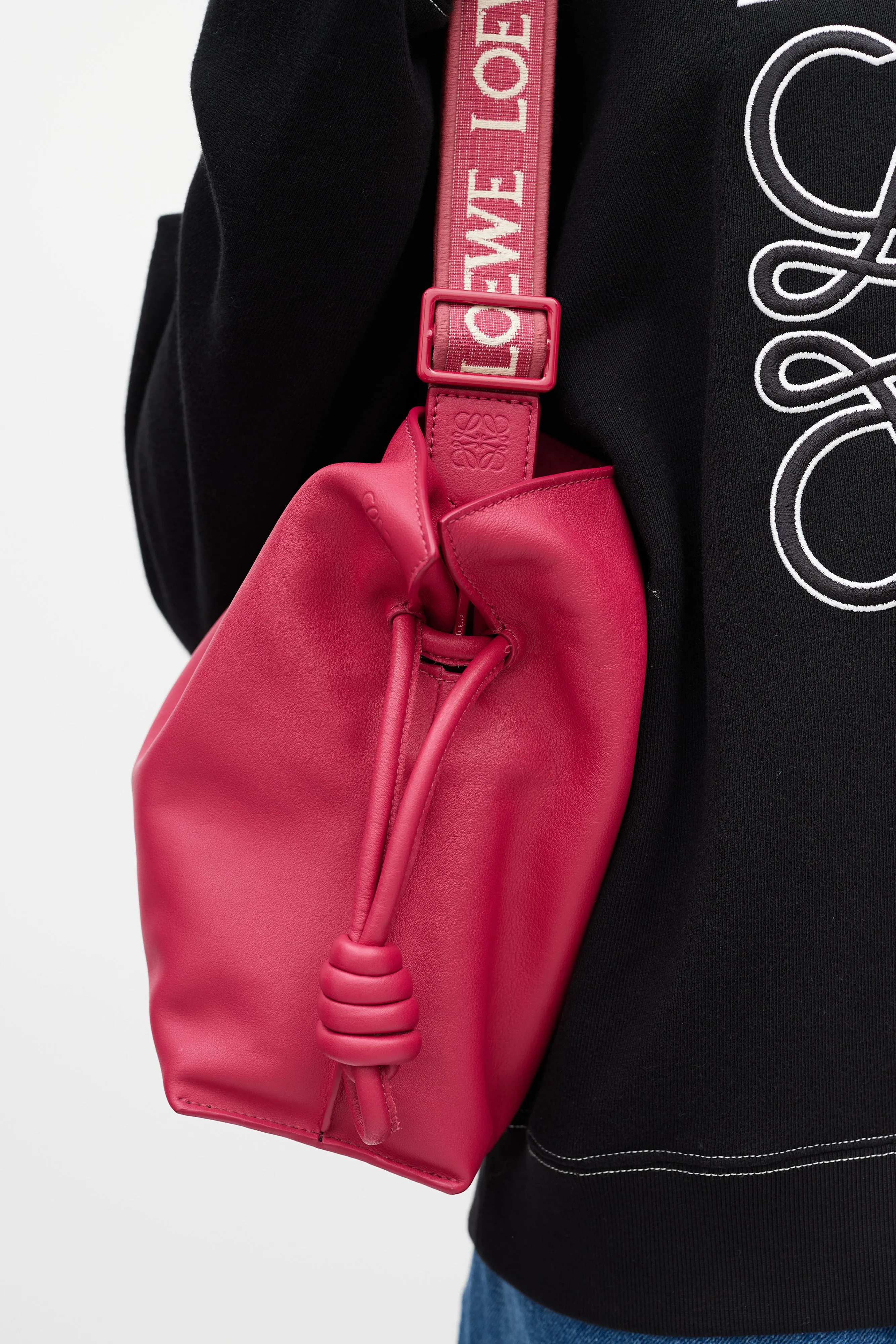 Pre-Spring 2023 Fuchsia Leather Medium Flamenco Clutch Bag