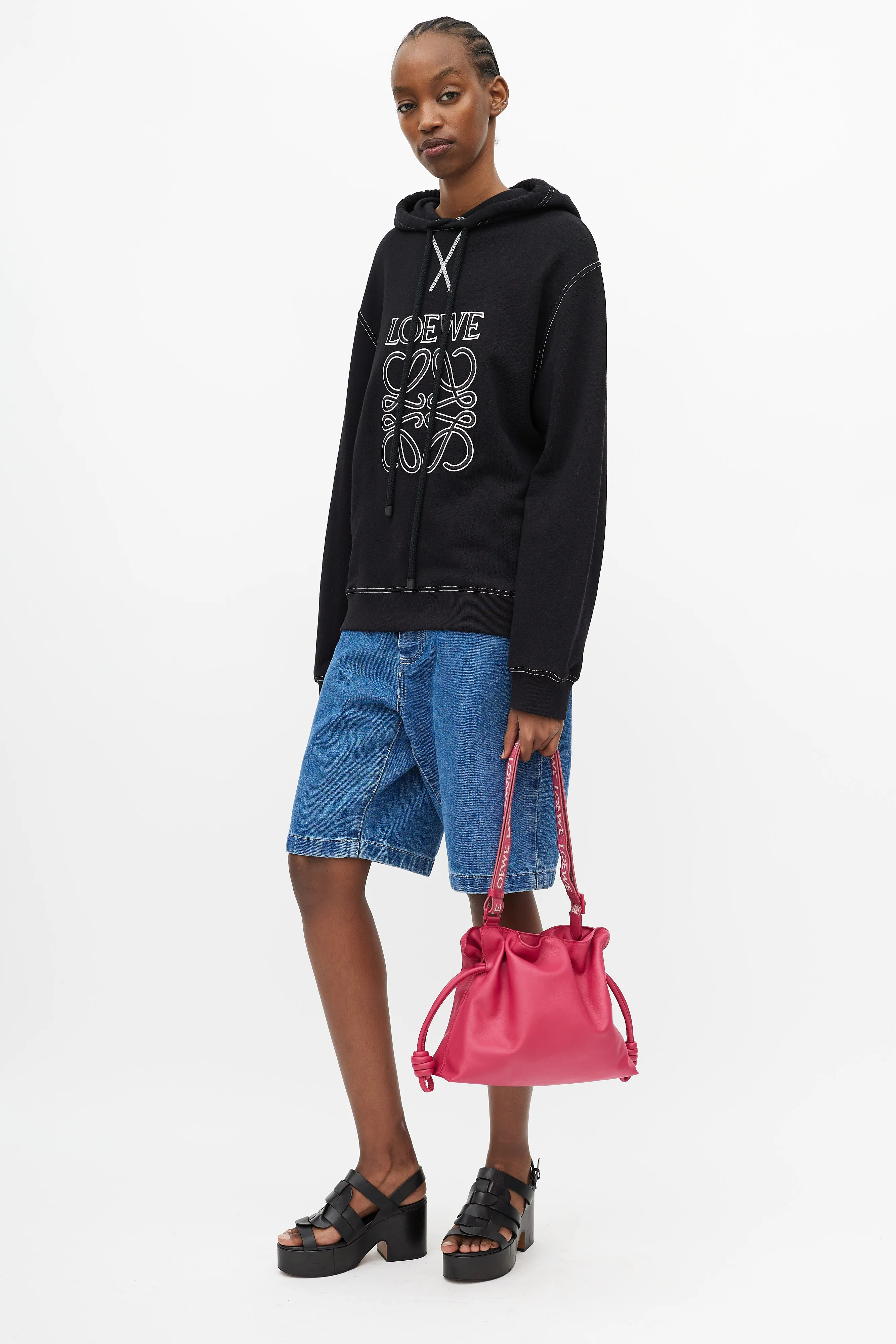 Pre-Spring 2023 Fuchsia Leather Medium Flamenco Clutch Bag