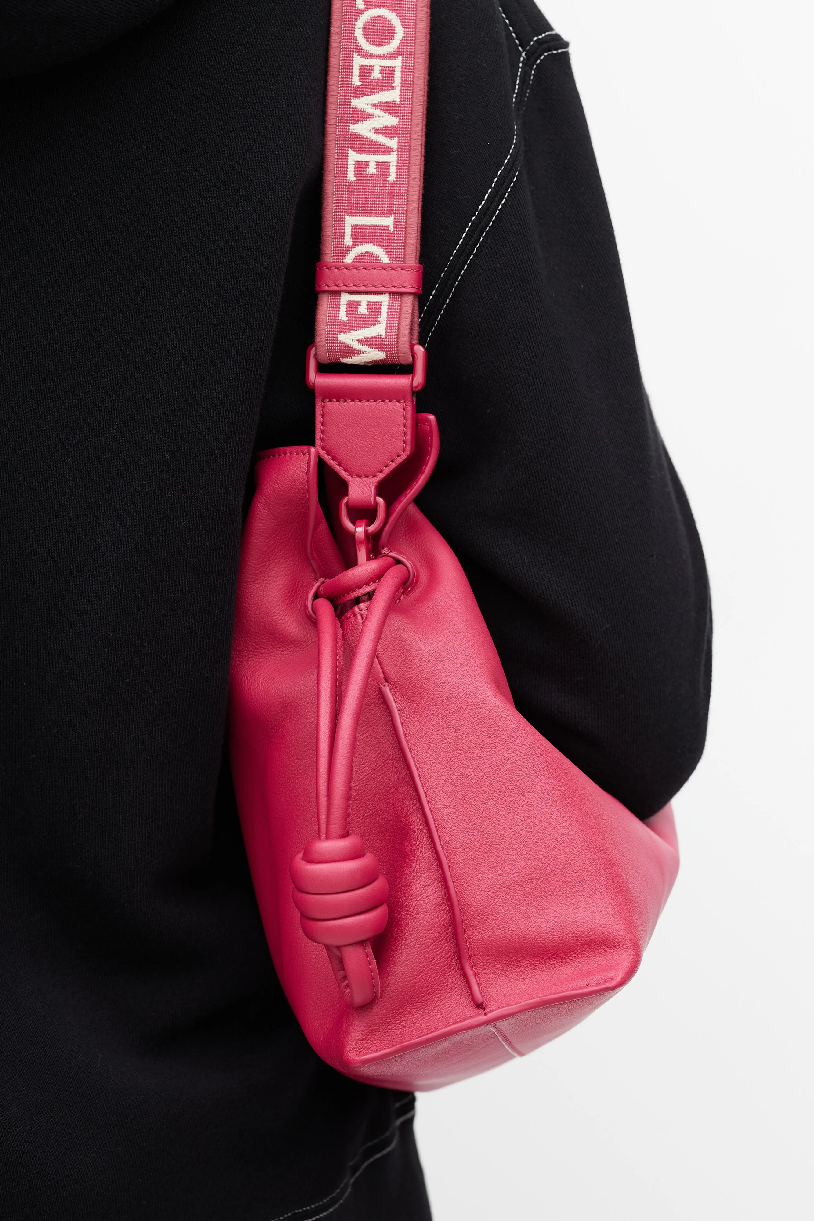 Pre-Spring 2023 Fuchsia Leather Medium Flamenco Clutch Bag