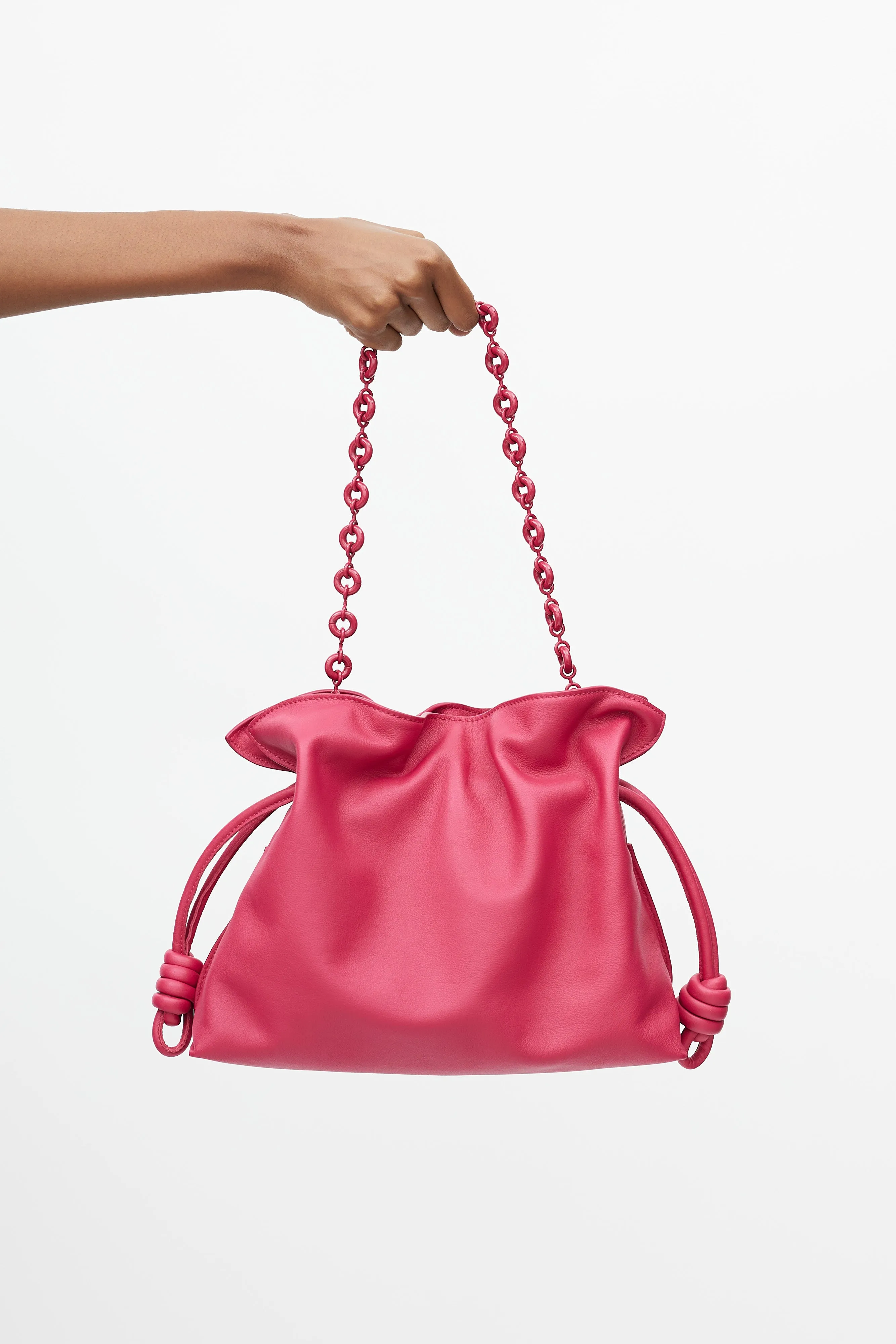 Pre-Spring 2023 Fuchsia Leather Medium Flamenco Clutch Bag