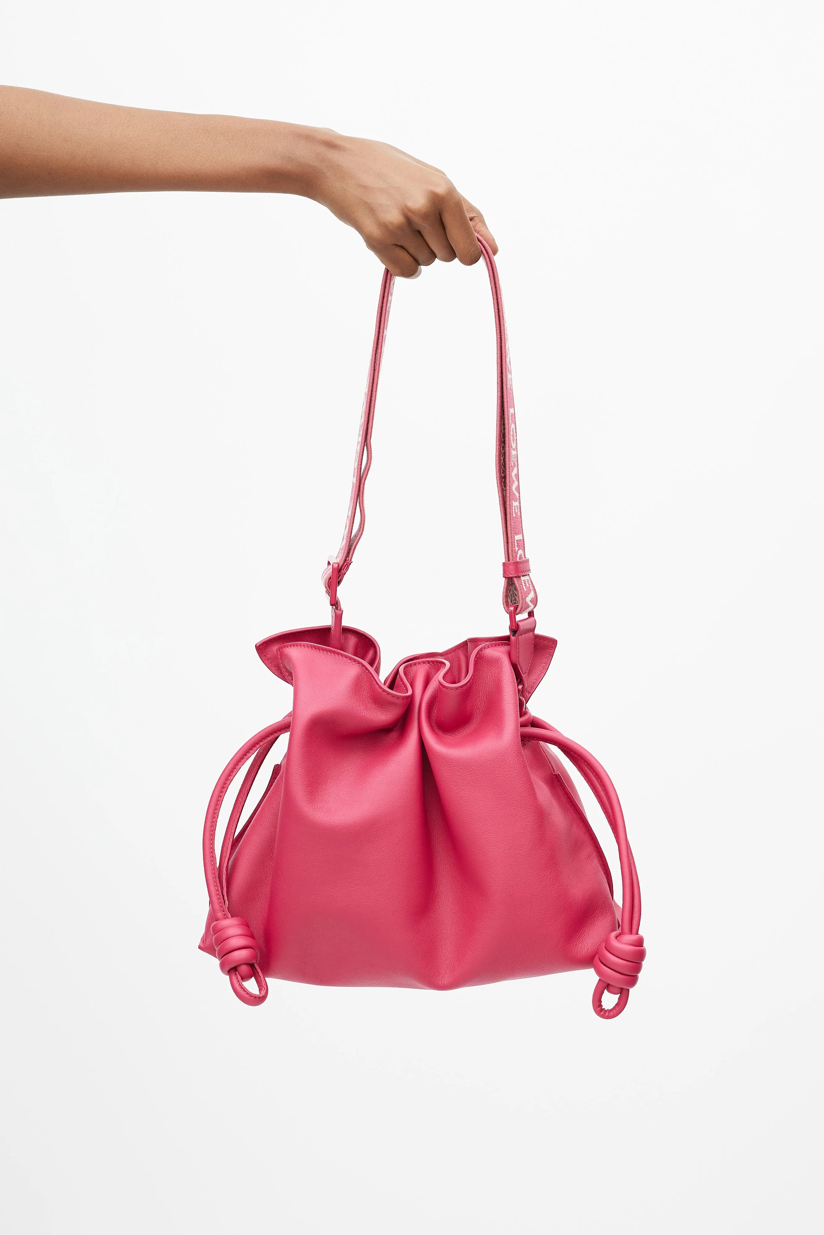 Pre-Spring 2023 Fuchsia Leather Medium Flamenco Clutch Bag