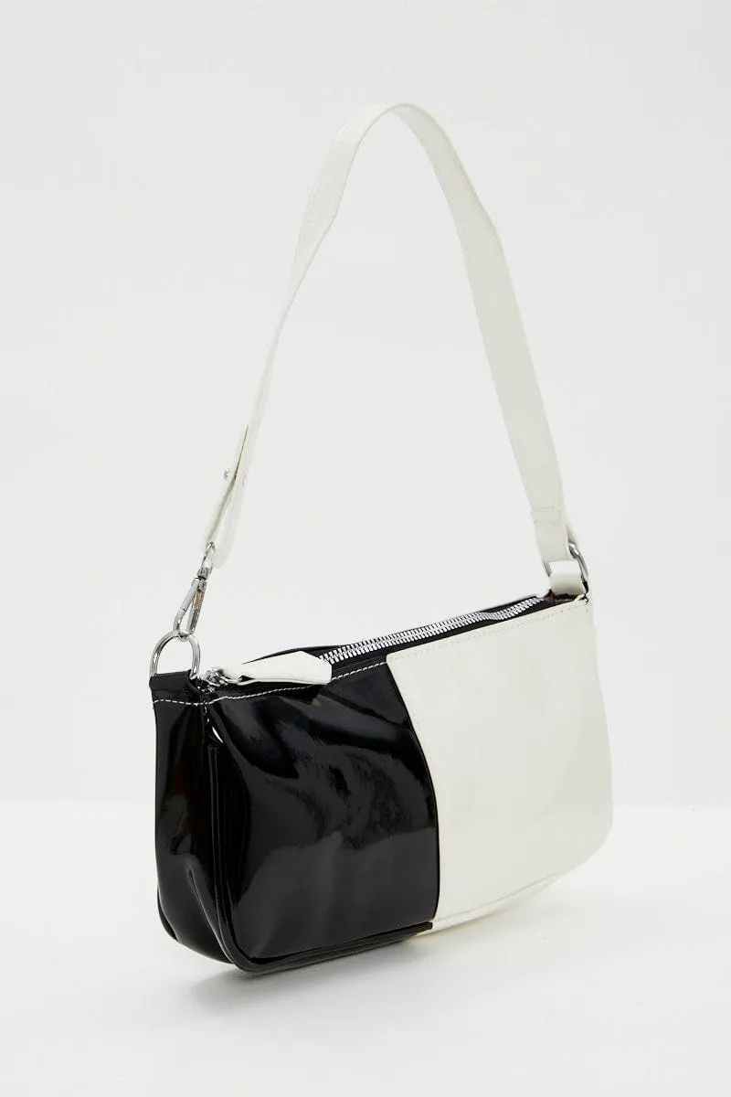 Stripe Half And Half Monochrome Under Arm Bag