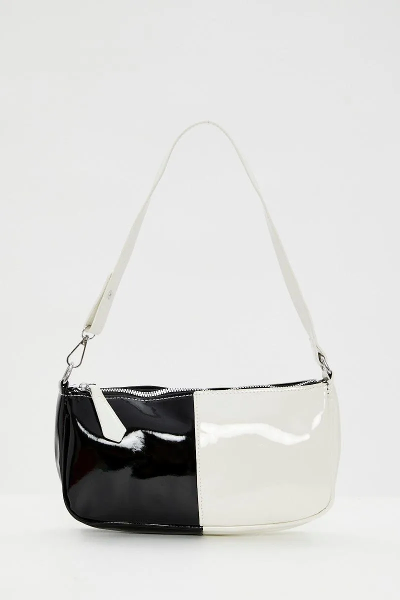 Stripe Half And Half Monochrome Under Arm Bag