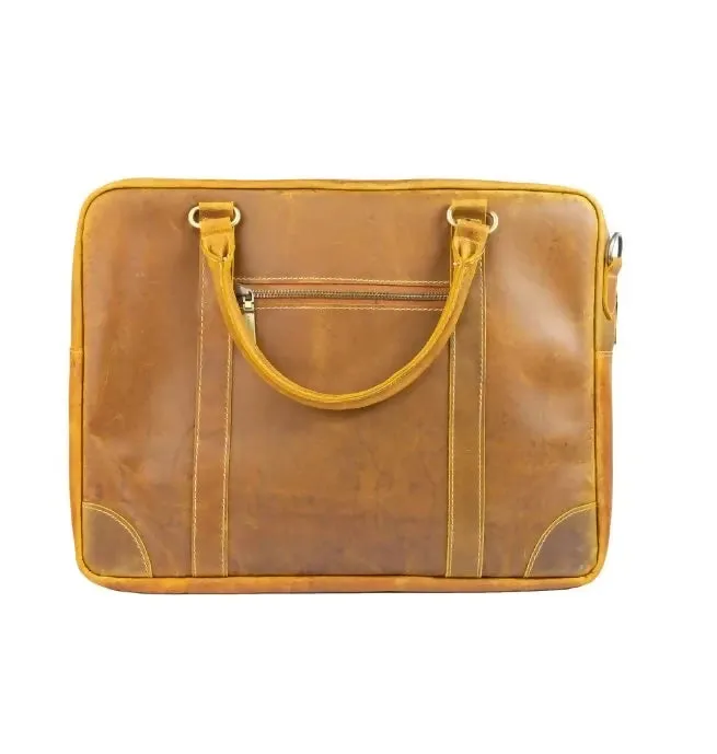 The maverick Light Brown Marron Leather Laptop Bag