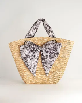 Tree Of Life Monochrome Raffia Basket Bag