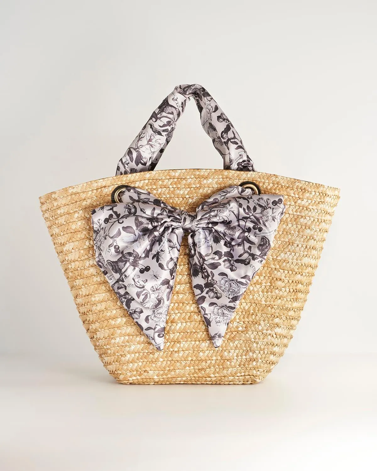 Tree Of Life Monochrome Raffia Basket Bag