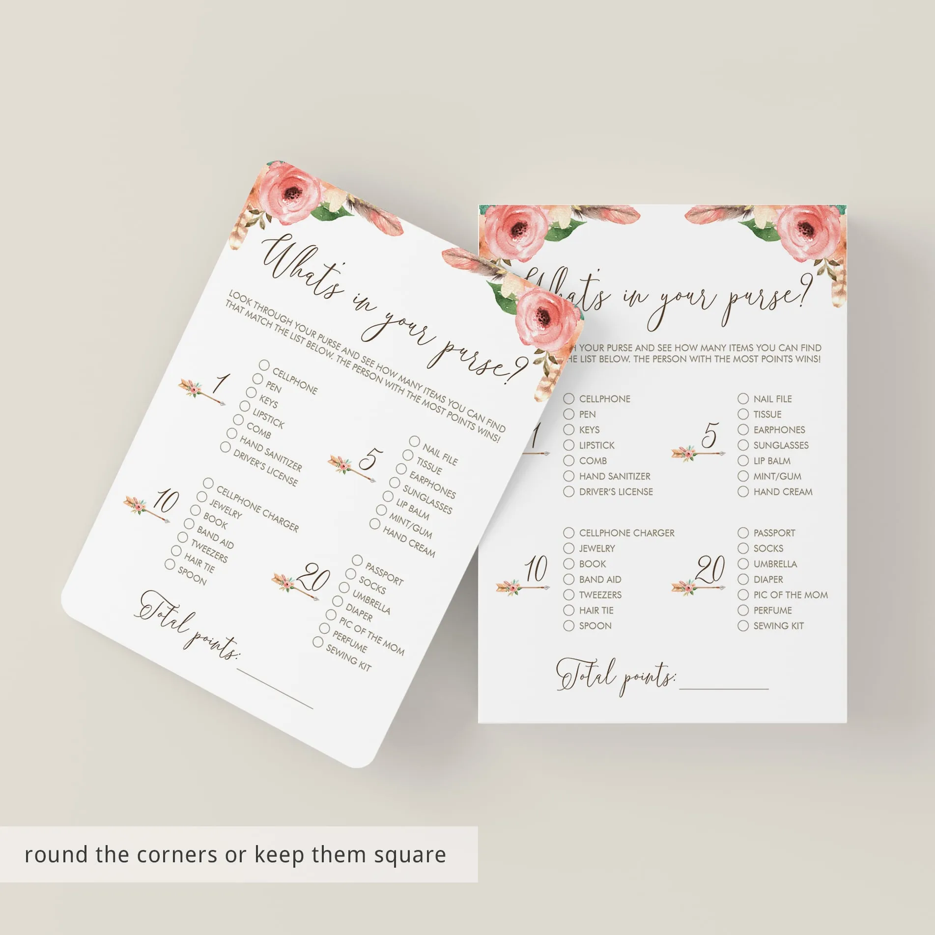 Whats In Your Purse Baby Shower Game Instant Download