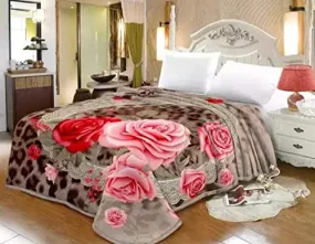 Winston HOMECloudy Super Soft Fabric Floral Printed Mink Heavy Duty Luxury Ultra 2 Ply Double Bed Blanket 5 kg for Heavy Winters with English Colors & Stylish Bag Packing (Multicolor)